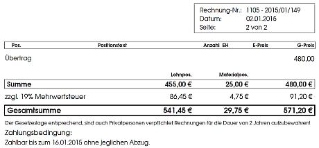 Photo: Rechnungsausdruck